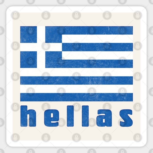 Hellas / Greece Retro Faded Style Flag Design Magnet by DankFutura